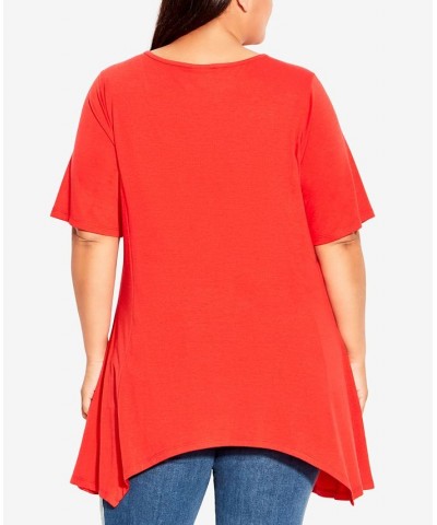 Plus Size Knotted Cage Tunic Top Orange $23.65 Tops