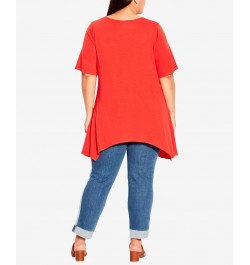 Plus Size Knotted Cage Tunic Top Orange $23.65 Tops