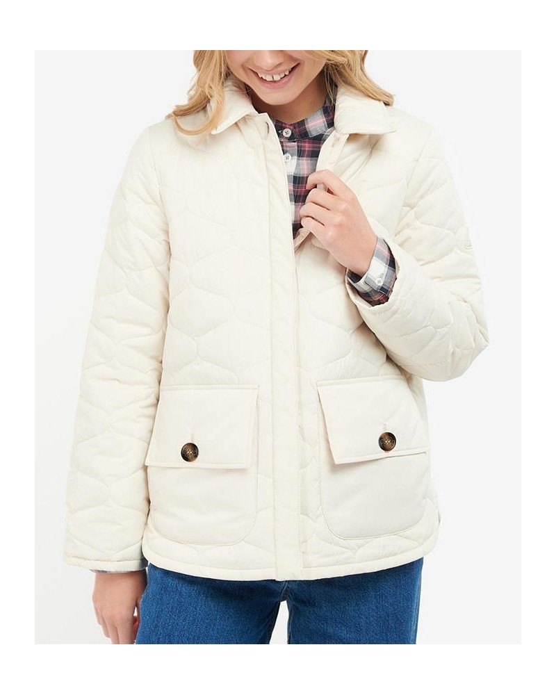 Women's Leilani Quilted Patch-Pocket Jacket Ivory/Cream $124.70 Coats