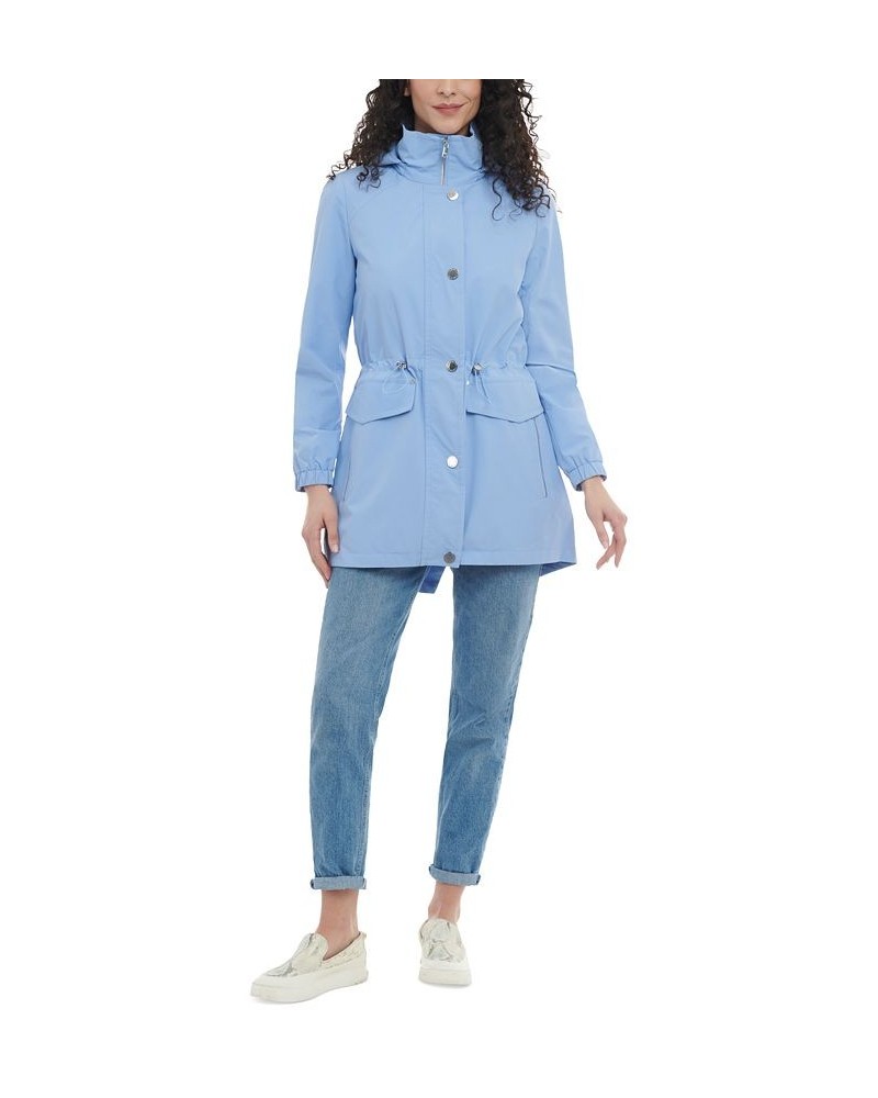 Petite Hooded Drawcord-Waist Anorak Jacket Blue $56.00 Coats