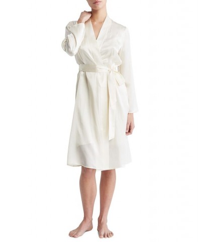 Women's Silk CK Black Elevated Lounge Robe QS6984 Vanilla Ice $54.50 Sleepwear