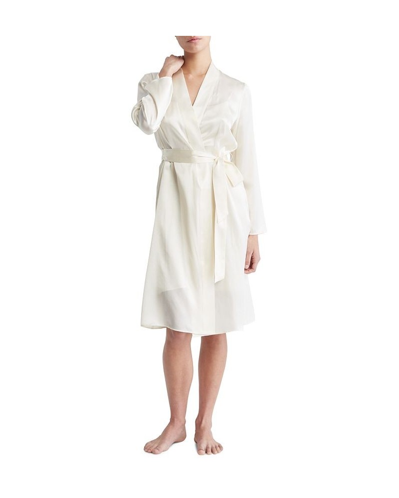 Women's Silk CK Black Elevated Lounge Robe QS6984 Vanilla Ice $54.50 Sleepwear