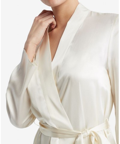 Women's Silk CK Black Elevated Lounge Robe QS6984 Vanilla Ice $54.50 Sleepwear