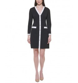 Women's Colorblocked Trim Sheath Dress Black/ivory $27.52 Dresses