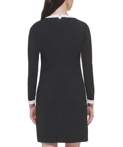 Women's Colorblocked Trim Sheath Dress Black/ivory $27.52 Dresses