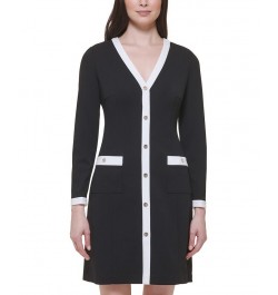 Women's Colorblocked Trim Sheath Dress Black/ivory $27.52 Dresses