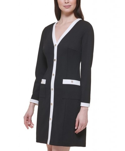 Women's Colorblocked Trim Sheath Dress Black/ivory $27.52 Dresses