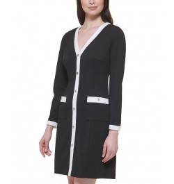 Women's Colorblocked Trim Sheath Dress Black/ivory $27.52 Dresses