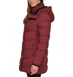 Women's Faux-Fur-Lined Hooded Puffer Coat Red $88.80 Coats