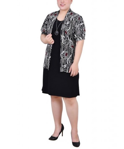 Plus Size Dress Set 2 Piece Black White Taupe, Black $18.79 Dresses