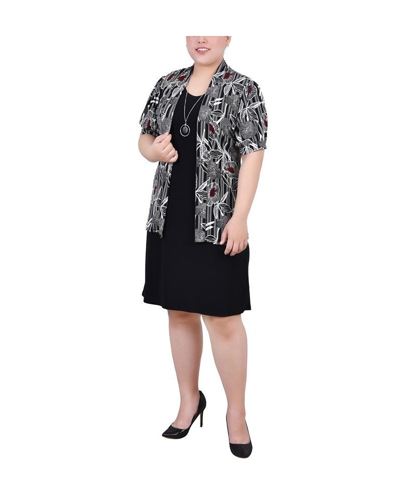 Plus Size Dress Set 2 Piece Black White Taupe, Black $18.79 Dresses