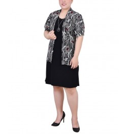 Plus Size Dress Set 2 Piece Black White Taupe, Black $18.79 Dresses