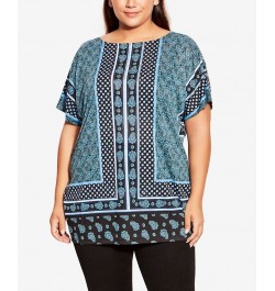 Plus Size Braylee Print Top Khaki Geo $32.64 Tops