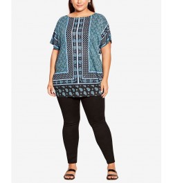 Plus Size Braylee Print Top Khaki Geo $32.64 Tops