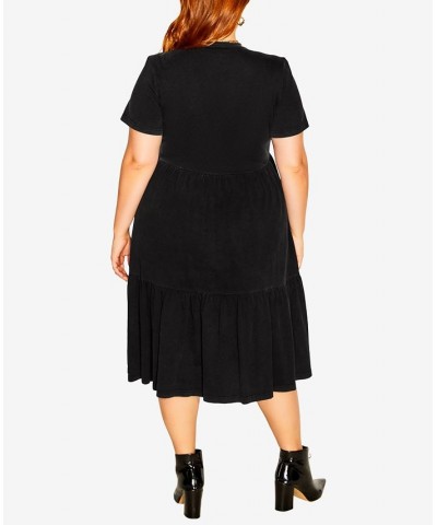 Trendy Plus Size Retro Roller Short Sleeve Dress Black $32.70 Dresses