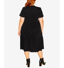 Trendy Plus Size Retro Roller Short Sleeve Dress Black $32.70 Dresses