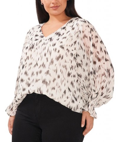Plus Size Printed Blouson-Sleeve Top New Ivory $33.92 Tops