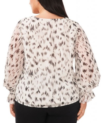 Plus Size Printed Blouson-Sleeve Top New Ivory $33.92 Tops