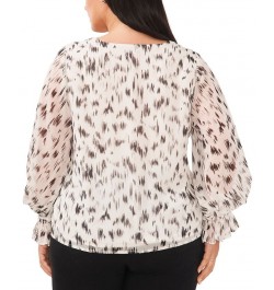 Plus Size Printed Blouson-Sleeve Top New Ivory $33.92 Tops