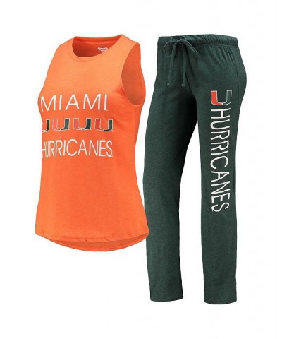 Women's Green Orange Miami Hurricanes Tank Top and Pants Sleep Set Green, Orange $32.50 Pajama