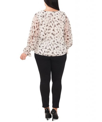 Plus Size Printed Blouson-Sleeve Top New Ivory $33.92 Tops