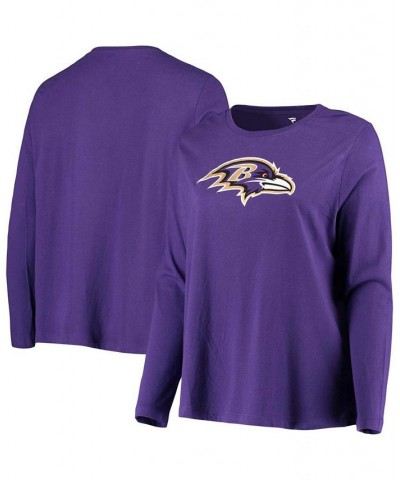 Women's Plus Size Purple Baltimore Ravens Primary Logo Long Sleeve T-shirt Purple $19.35 Tops