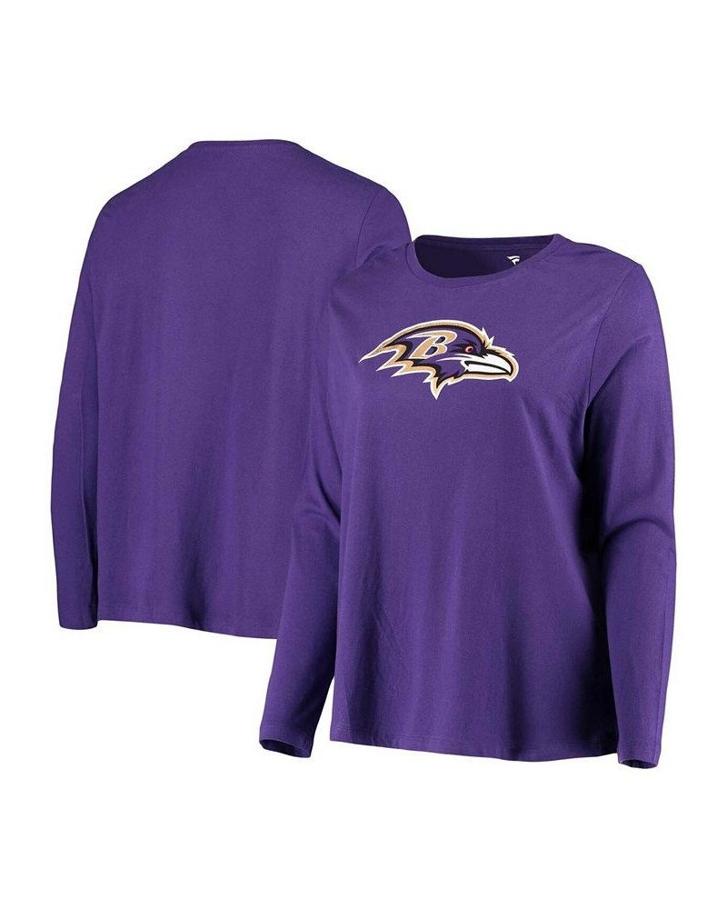 Women's Plus Size Purple Baltimore Ravens Primary Logo Long Sleeve T-shirt Purple $19.35 Tops