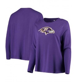 Women's Plus Size Purple Baltimore Ravens Primary Logo Long Sleeve T-shirt Purple $19.35 Tops