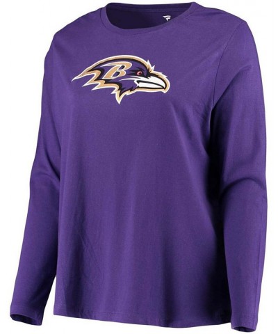 Women's Plus Size Purple Baltimore Ravens Primary Logo Long Sleeve T-shirt Purple $19.35 Tops