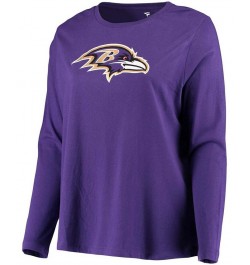 Women's Plus Size Purple Baltimore Ravens Primary Logo Long Sleeve T-shirt Purple $19.35 Tops