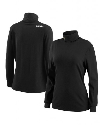 Women's Black New Orleans Saints Long Sleeve Tri-Blend Turtleneck T-shirt Black $24.95 Tops