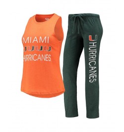 Women's Green Orange Miami Hurricanes Tank Top and Pants Sleep Set Green, Orange $32.50 Pajama