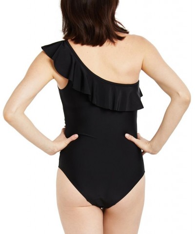 Beach Bump™ Ruffle-Front One-Shoulder Maternity UPF 50+ Swimsuit Black $25.92 Swimsuits