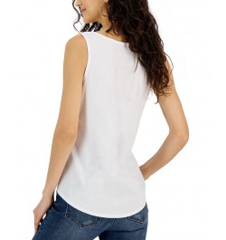 Juniors' Scoop-Neck Solid Tie-Front Tank Top White $9.50 Tops