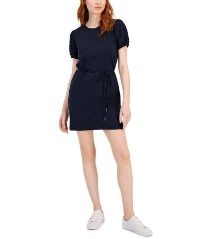 Women's Cotton Puff Eyelet-Sleeve Dress Sky Captain $35.78 Dresses