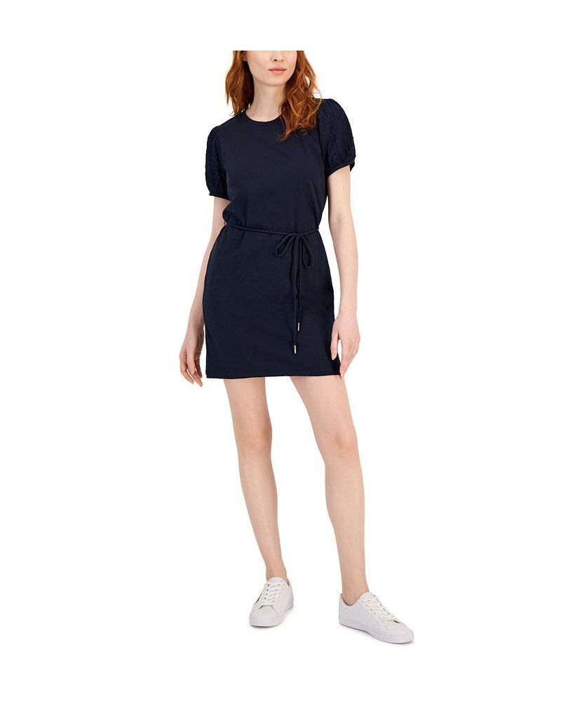 Women's Cotton Puff Eyelet-Sleeve Dress Sky Captain $35.78 Dresses