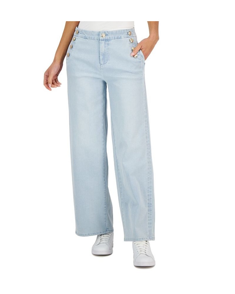 Petite Sailor-Button Wide-Leg Jeans Boca Wash $25.06 Jeans