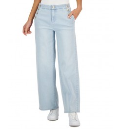 Petite Sailor-Button Wide-Leg Jeans Boca Wash $25.06 Jeans