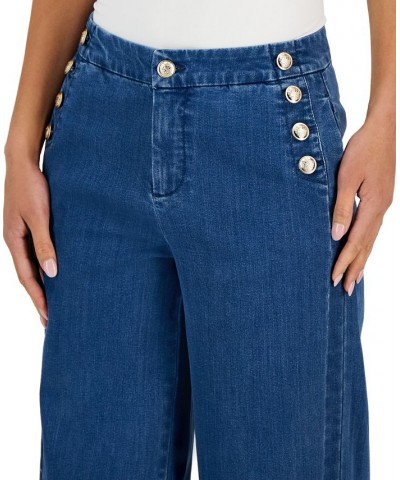 Petite Sailor-Button Wide-Leg Jeans Boca Wash $25.06 Jeans