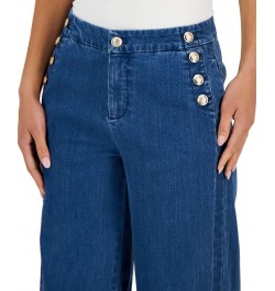 Petite Sailor-Button Wide-Leg Jeans Boca Wash $25.06 Jeans