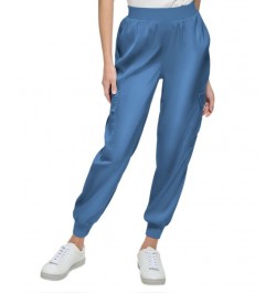 Women's Satin Cargo Jogger Pants Dusk $35.39 Pants