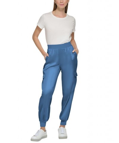 Women's Satin Cargo Jogger Pants Dusk $35.39 Pants