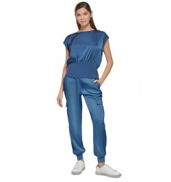 Women's Satin Cargo Jogger Pants Dusk $35.39 Pants