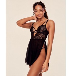 Rae Women's Unlined Babydoll & G-String Set Lingerie Black $34.28 Lingerie