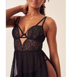 Rae Women's Unlined Babydoll & G-String Set Lingerie Black $34.28 Lingerie