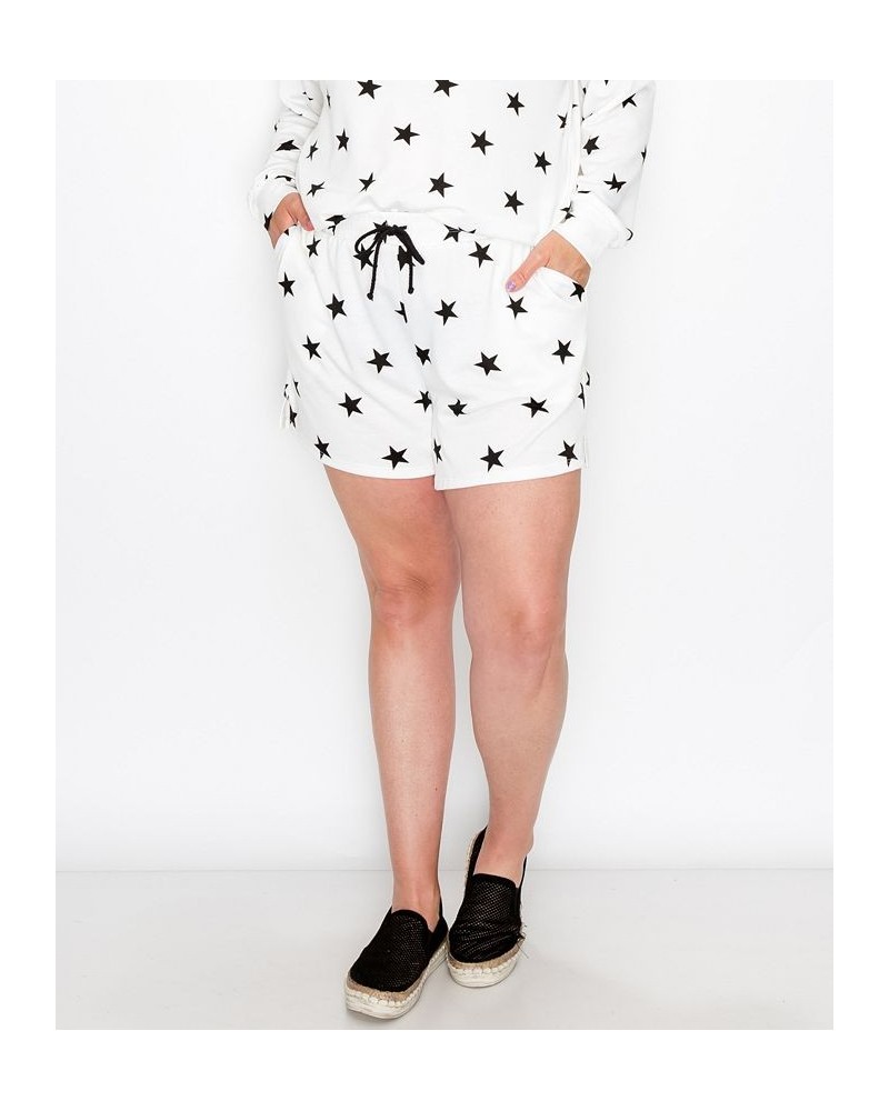 Plus Size Star Pocket Shorts White $22.95 Shorts