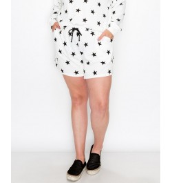 Plus Size Star Pocket Shorts White $22.95 Shorts