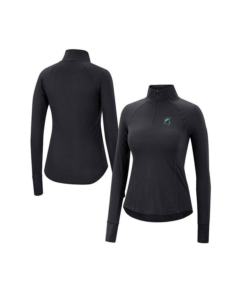 Women's Black Michigan State Spartans Core Quinn Raglan Quarter-Zip Top Black $22.00 Tops