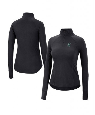 Women's Black Michigan State Spartans Core Quinn Raglan Quarter-Zip Top Black $22.00 Tops