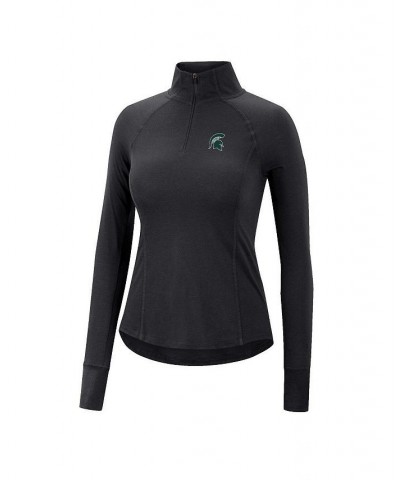 Women's Black Michigan State Spartans Core Quinn Raglan Quarter-Zip Top Black $22.00 Tops